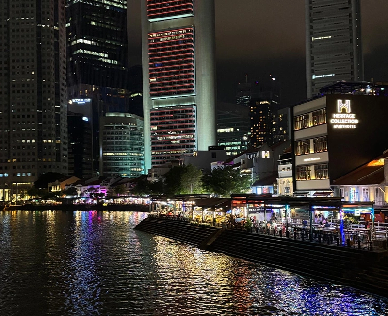 Outdoor garden seating with ambient lights