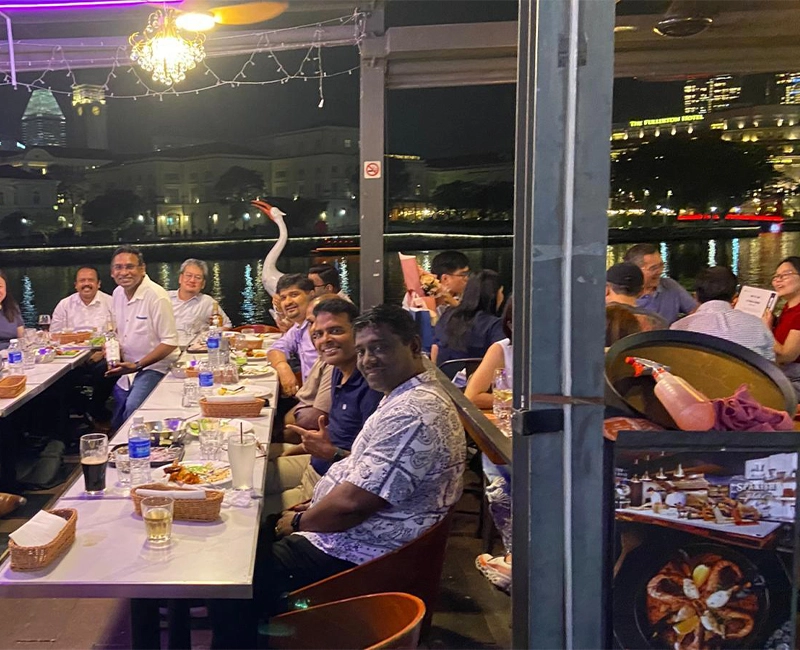 Fresh flower centerpieces on dining tables