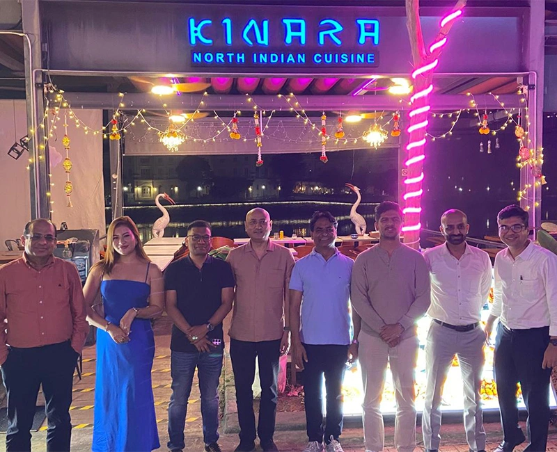 Guest enjoying a traditional Indian Thali platter